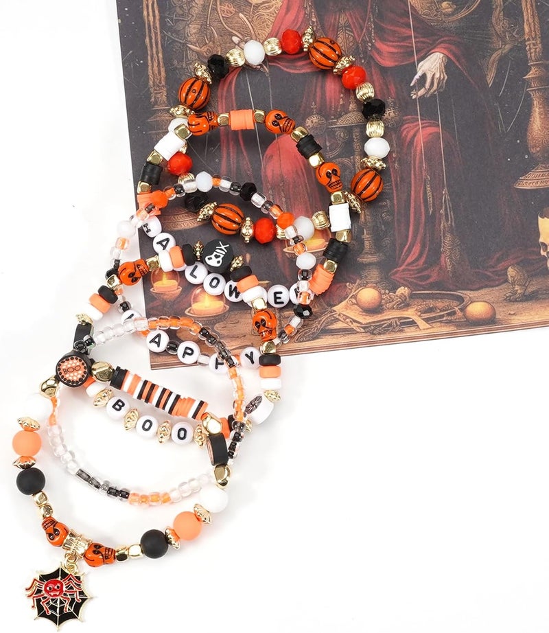 Lonext Halloween Bracelets Stackable Heishi Beaded Stretch Bracelets - Image 5